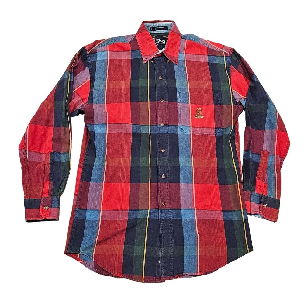 Chaps Ralph Lauren Men's Long Sleeve Button Down Plaid Shirt Size Small